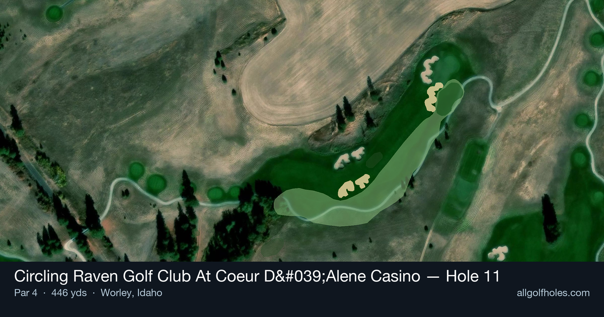 Hole 11 map at Circling Raven Golf Club At Coeur D'Alene Casino