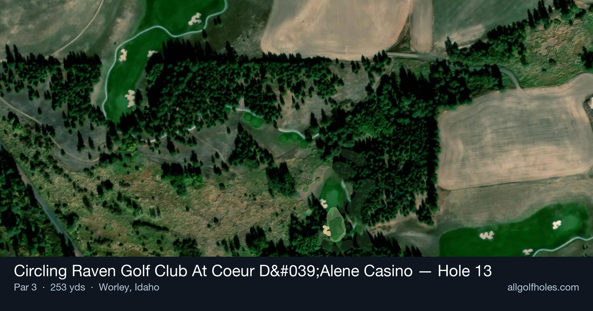 Hole 13 map at Circling Raven Golf Club At Coeur D'Alene Casino