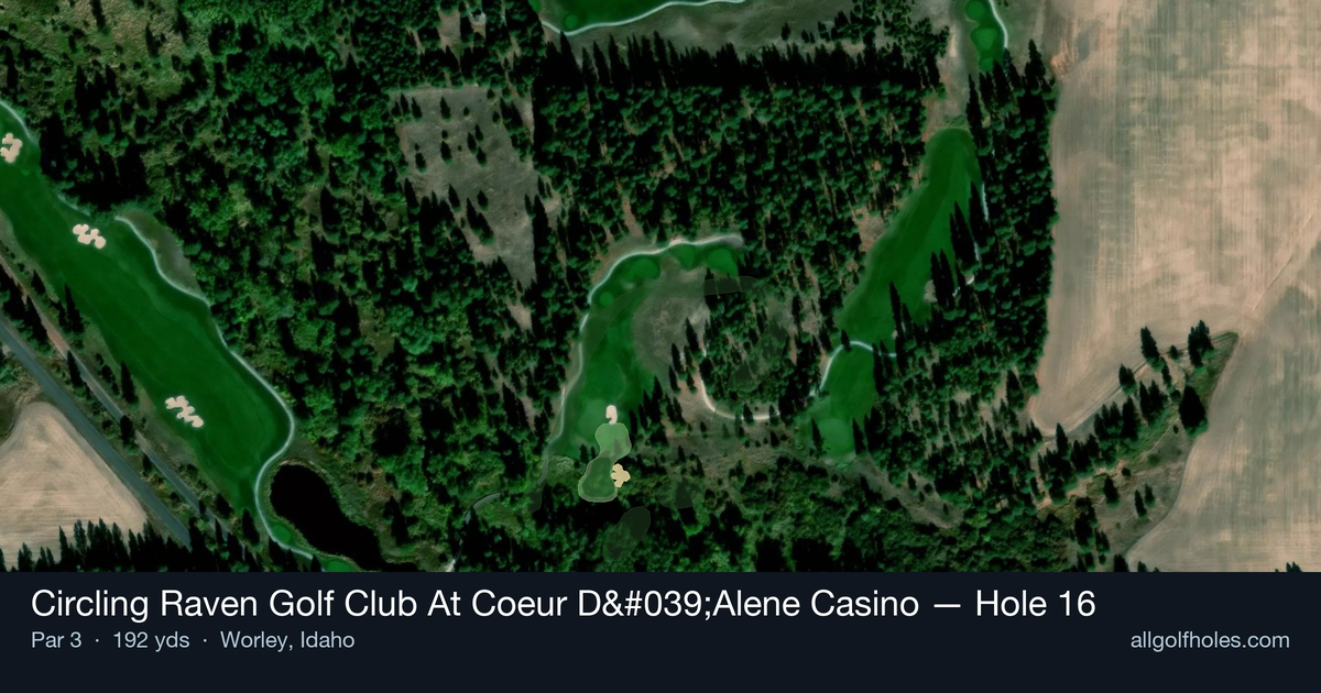 Hole 16 aerial at Circling Raven Golf Club At Coeur D'Alene Casino