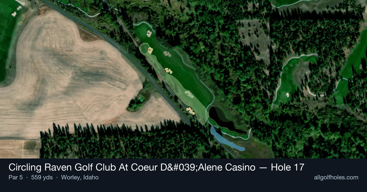 Hole 17 map at Circling Raven Golf Club At Coeur D'Alene Casino