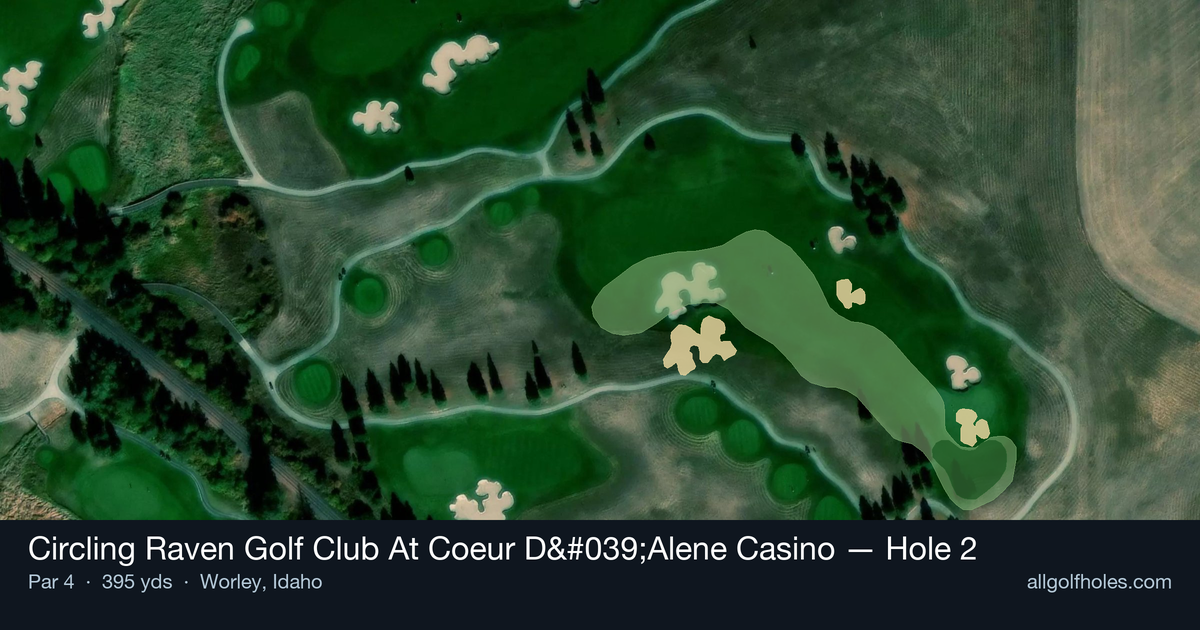 Hole 2 map at Circling Raven Golf Club At Coeur D'Alene Casino