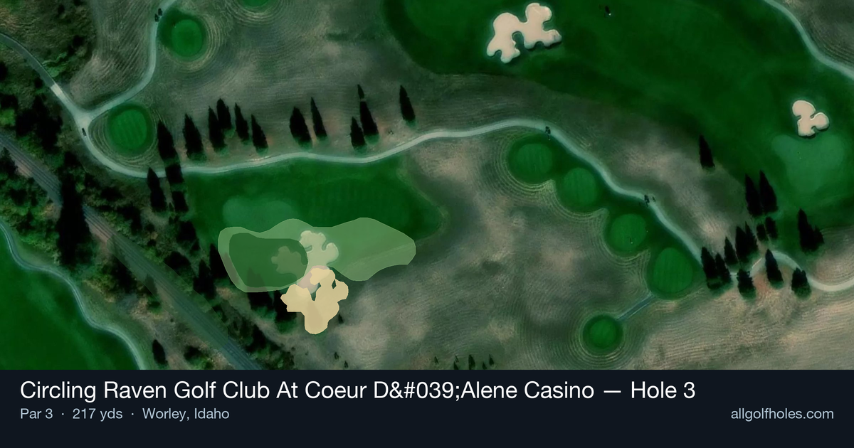 Hole 3 map at Circling Raven Golf Club At Coeur D'Alene Casino