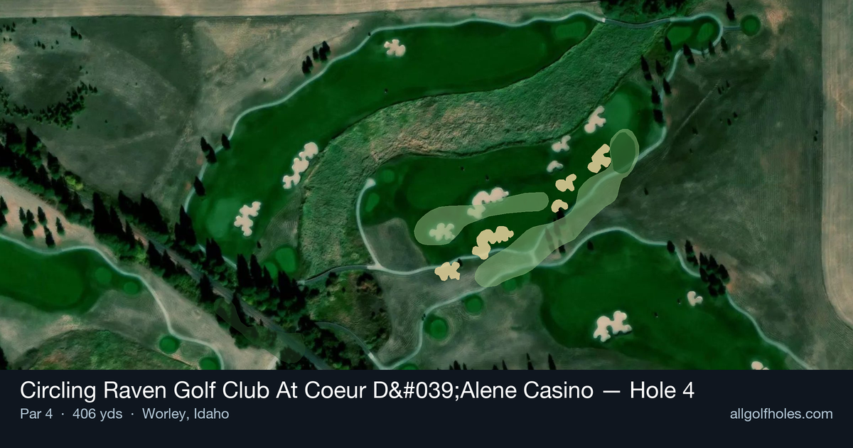 Hole 4 map at Circling Raven Golf Club At Coeur D'Alene Casino
