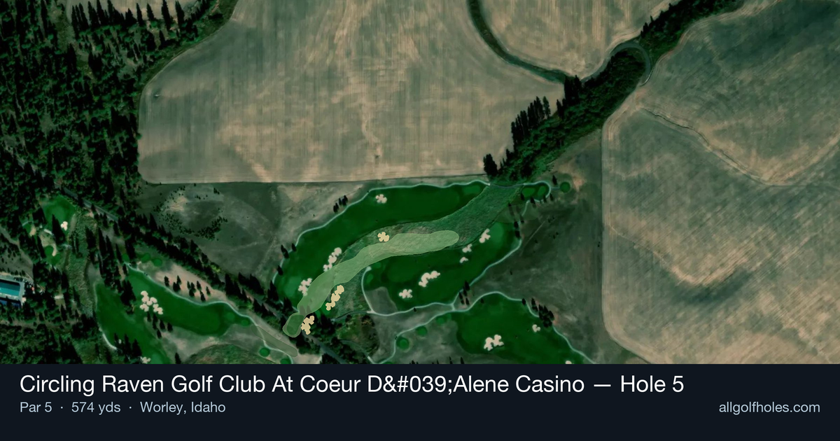 Hole 5 map at Circling Raven Golf Club At Coeur D'Alene Casino