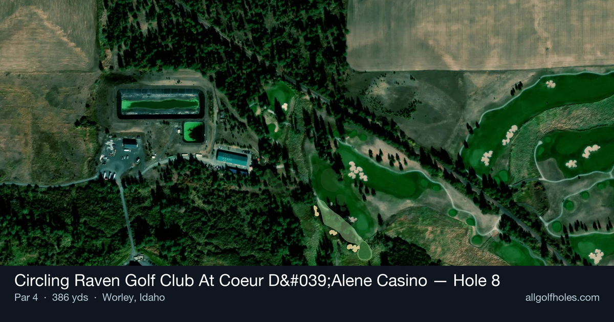 Hole 8 map at Circling Raven Golf Club At Coeur D'Alene Casino