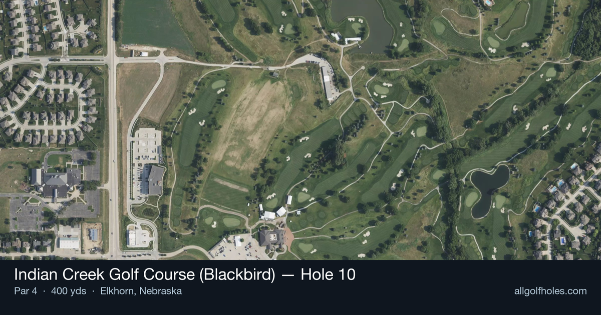 Hole 10 aerial at Indian Creek Golf Course (Blackbird)