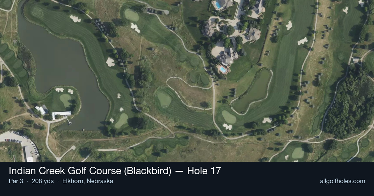 Hole 17 aerial at Indian Creek Golf Course (Blackbird)