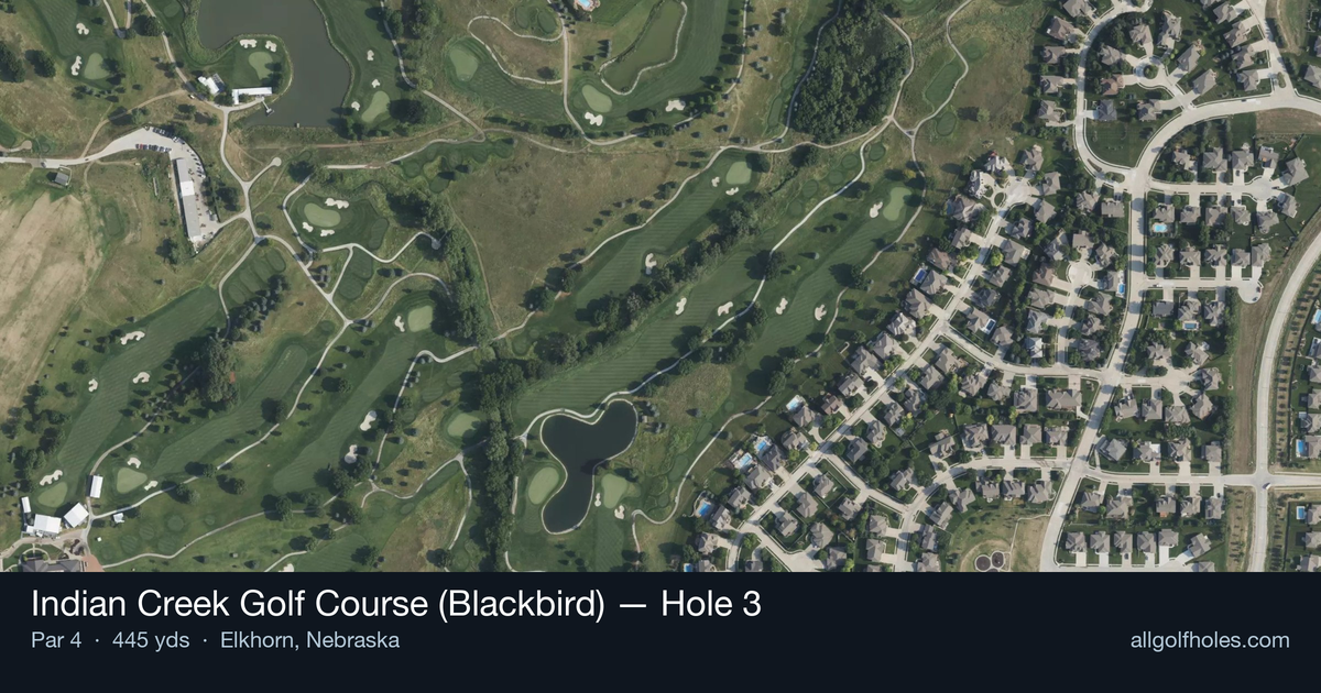 Hole 3 aerial at Indian Creek Golf Course (Blackbird)