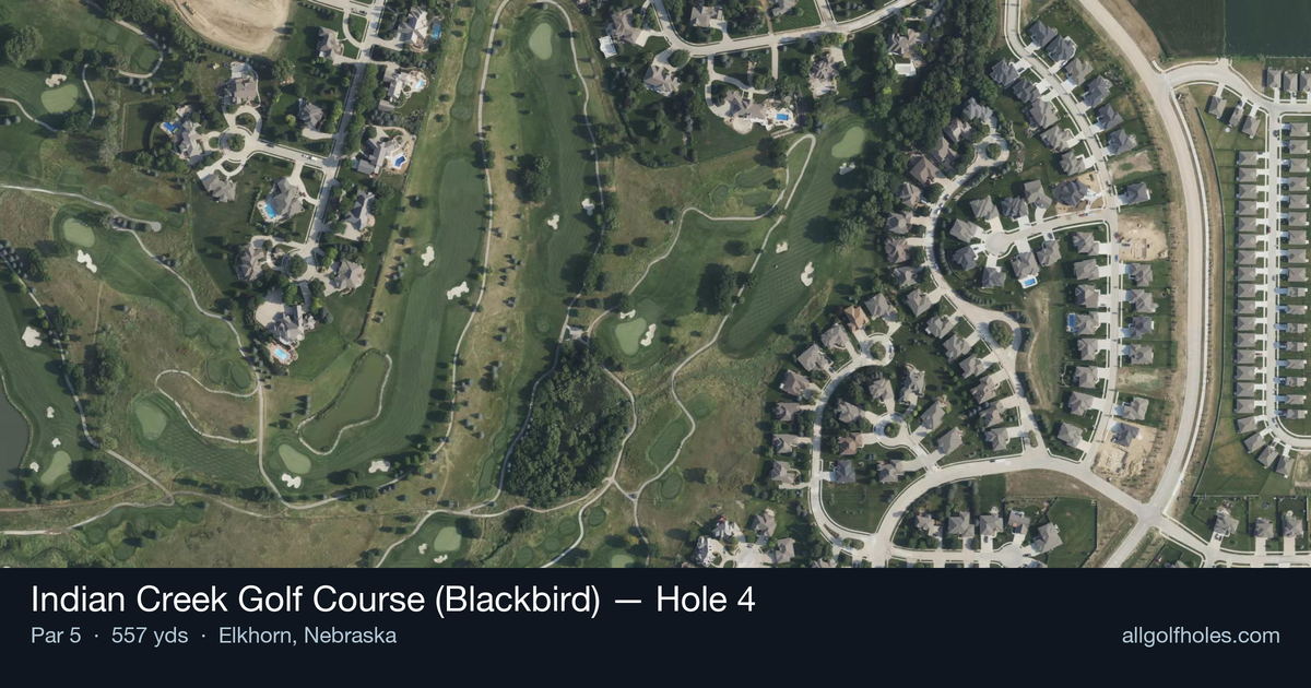 Hole 4 aerial at Indian Creek Golf Course (Blackbird)