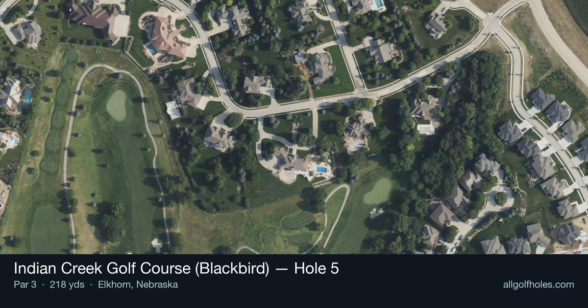 Hole 5 aerial at Indian Creek Golf Course (Blackbird)