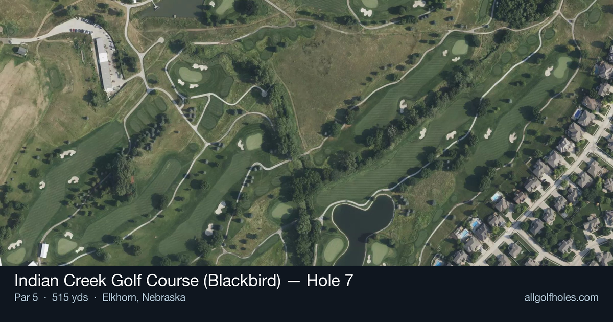 Hole 7 aerial at Indian Creek Golf Course (Blackbird)