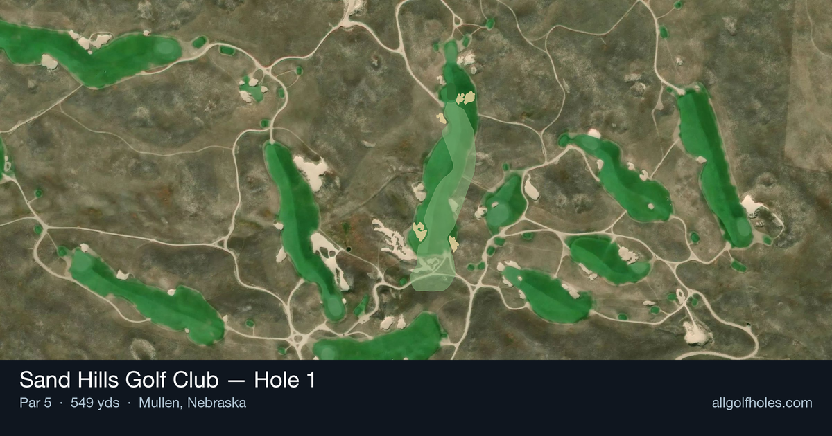 Hole 1 aerial at Sand Hills Golf Club