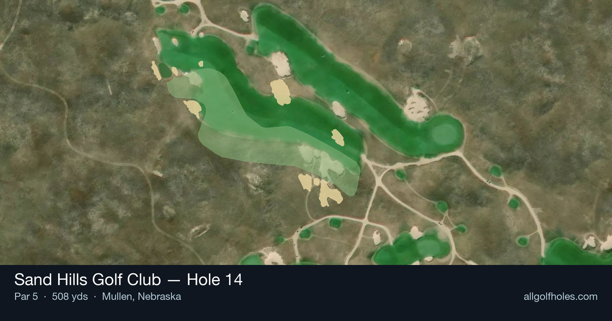 Hole 14 aerial at Sand Hills Golf Club