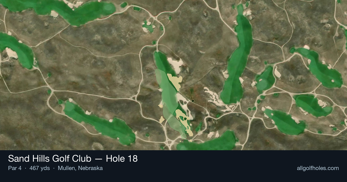 Hole 18 aerial at Sand Hills Golf Club