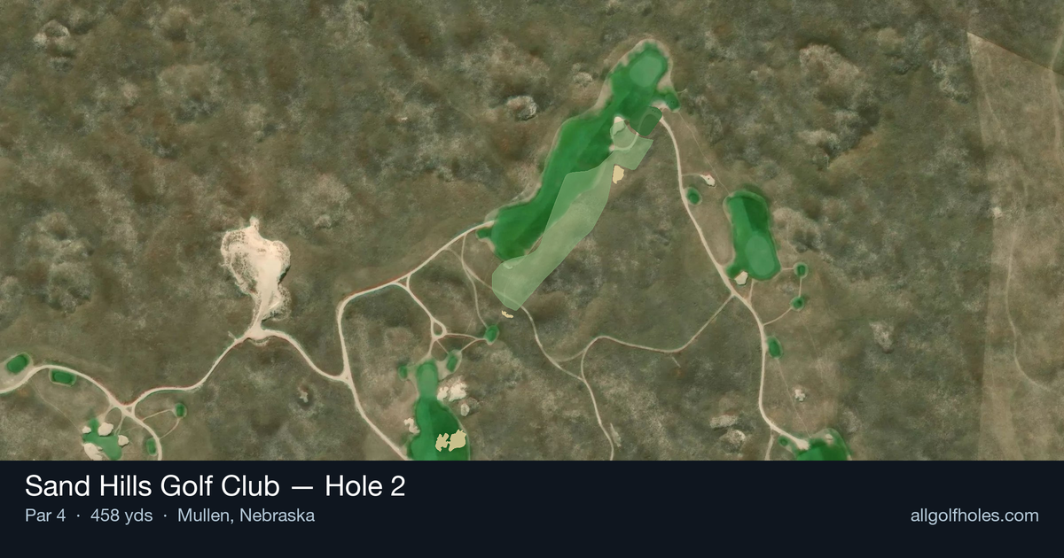 Hole 2 aerial at Sand Hills Golf Club