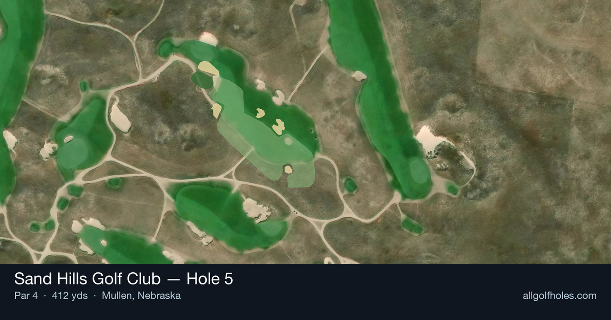 Hole 5 aerial at Sand Hills Golf Club
