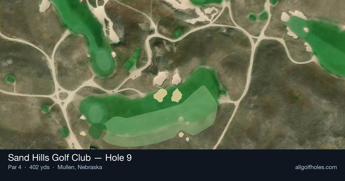 Hole 9 aerial at Sand Hills Golf Club