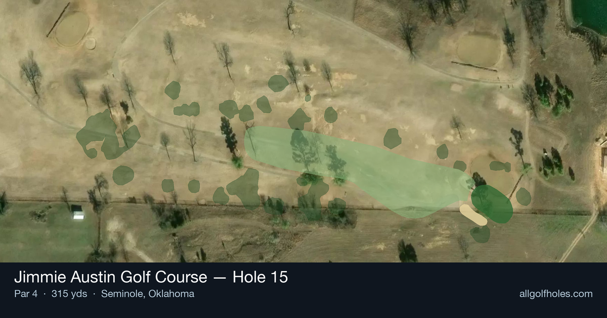 Hole 15 aerial at Jimmie Austin Golf Course