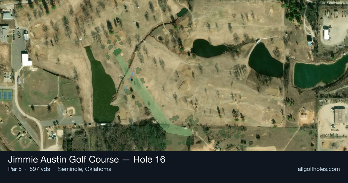 Hole 16 aerial at Jimmie Austin Golf Course