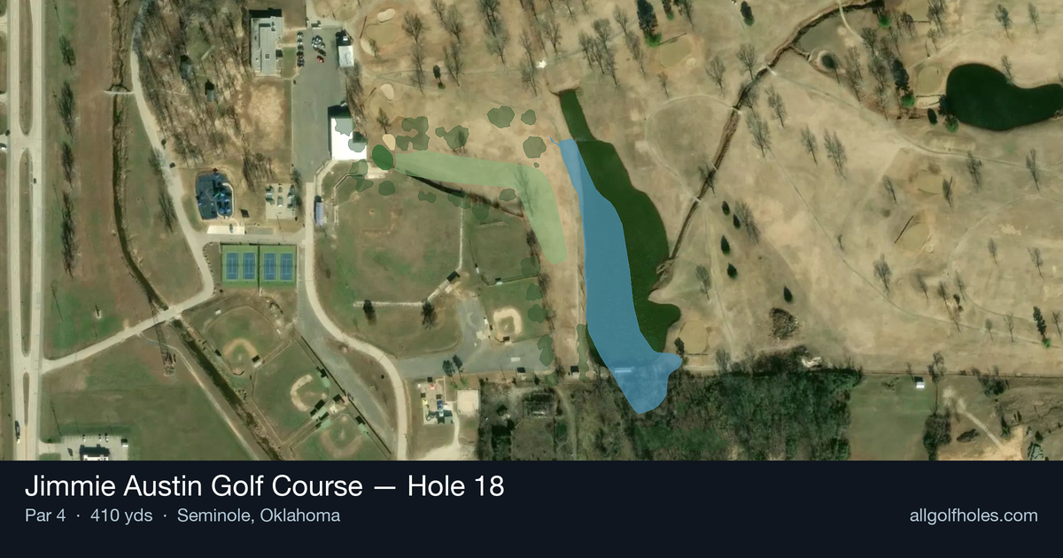 Hole 18 aerial at Jimmie Austin Golf Course