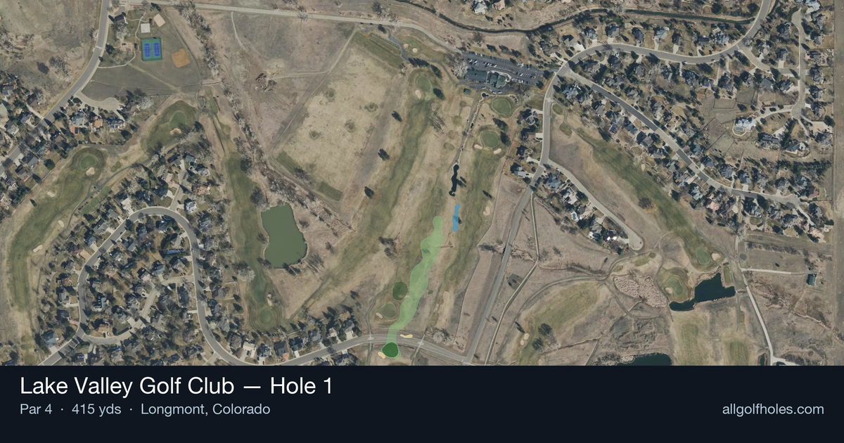 Hole 1 aerial at Lake Valley Golf Club