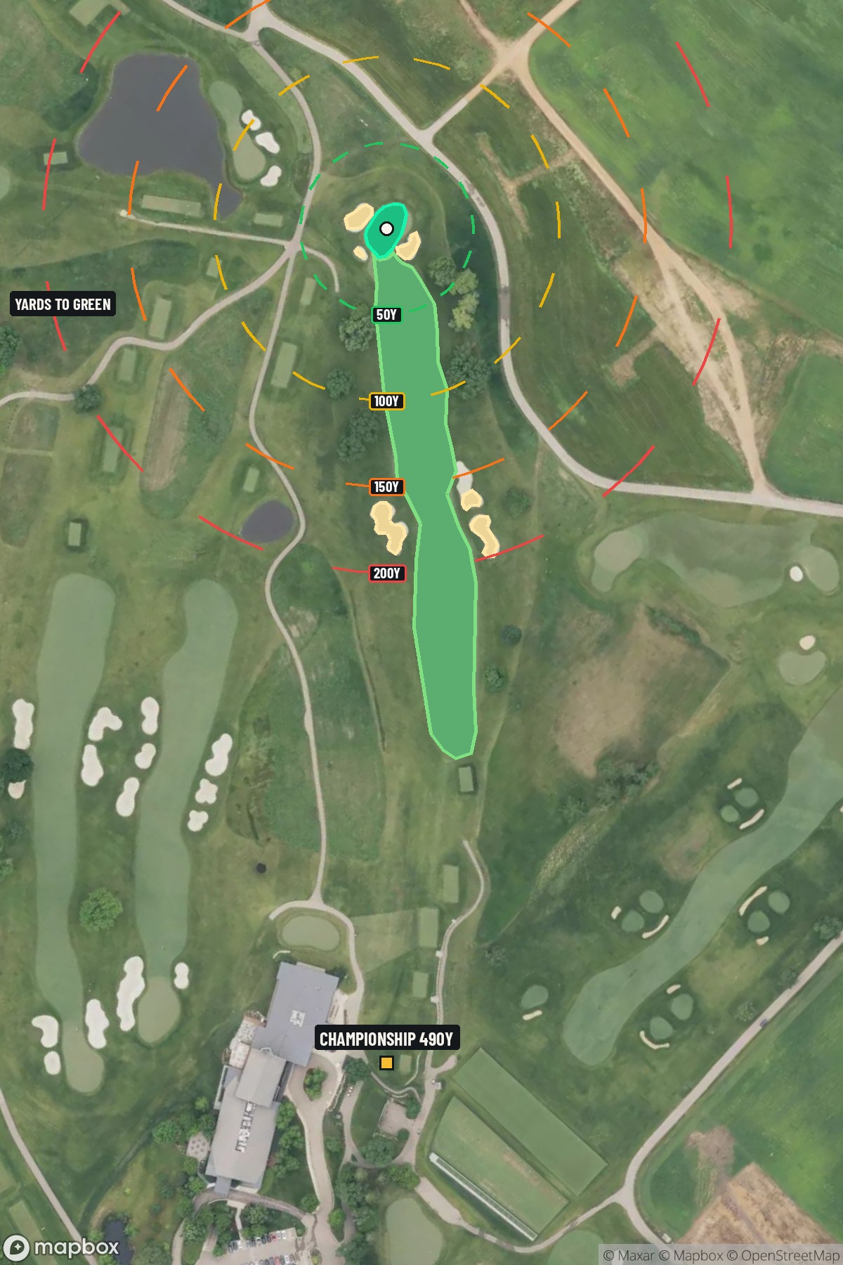 Hole 1 aerial at Hazeltine National Golf Club