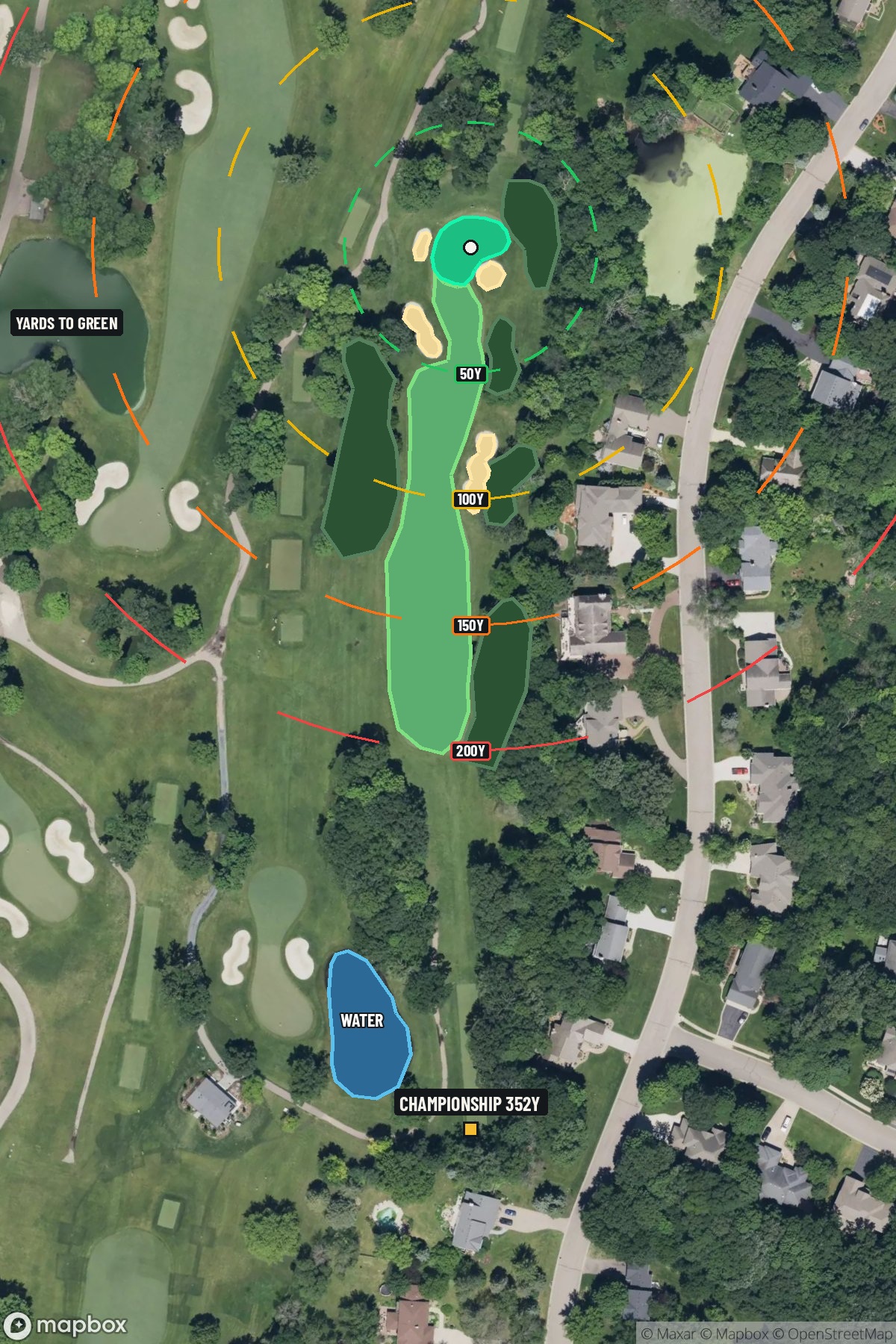 Hole 14 aerial at Hazeltine National Golf Club