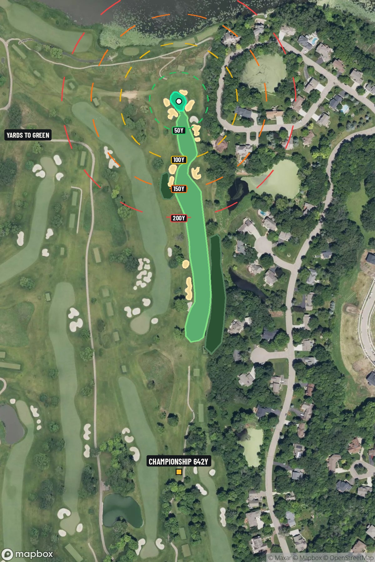 Hole 15 aerial at Hazeltine National Golf Club