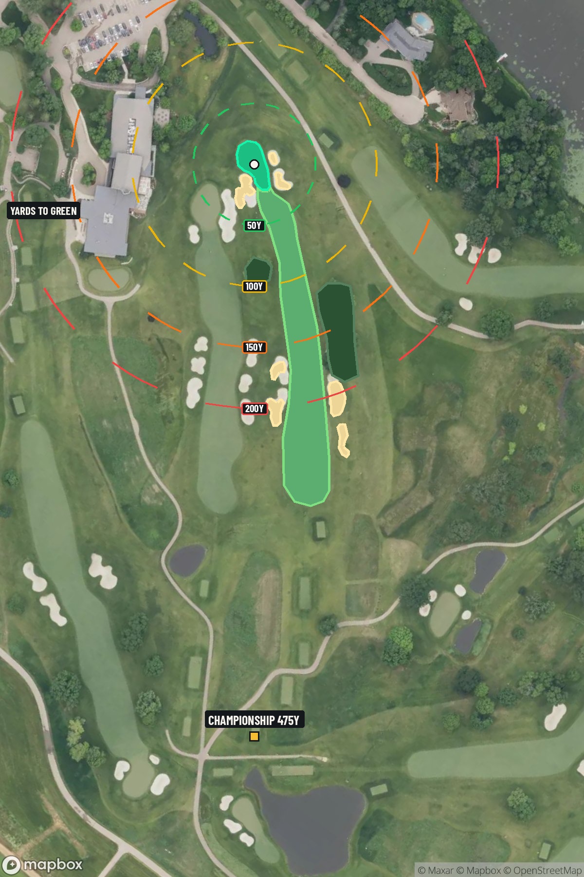 Hole 18 aerial at Hazeltine National Golf Club