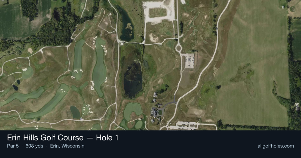 Hole 1 aerial at Erin Hills Golf Course