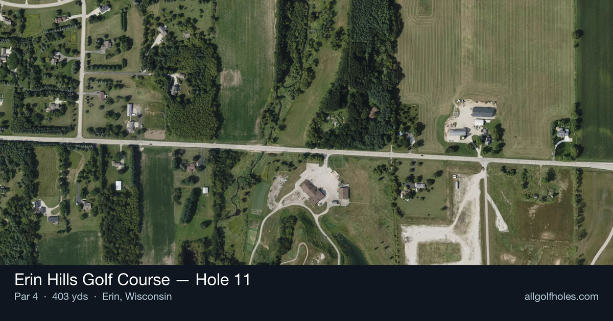 Hole 11 aerial at Erin Hills Golf Course