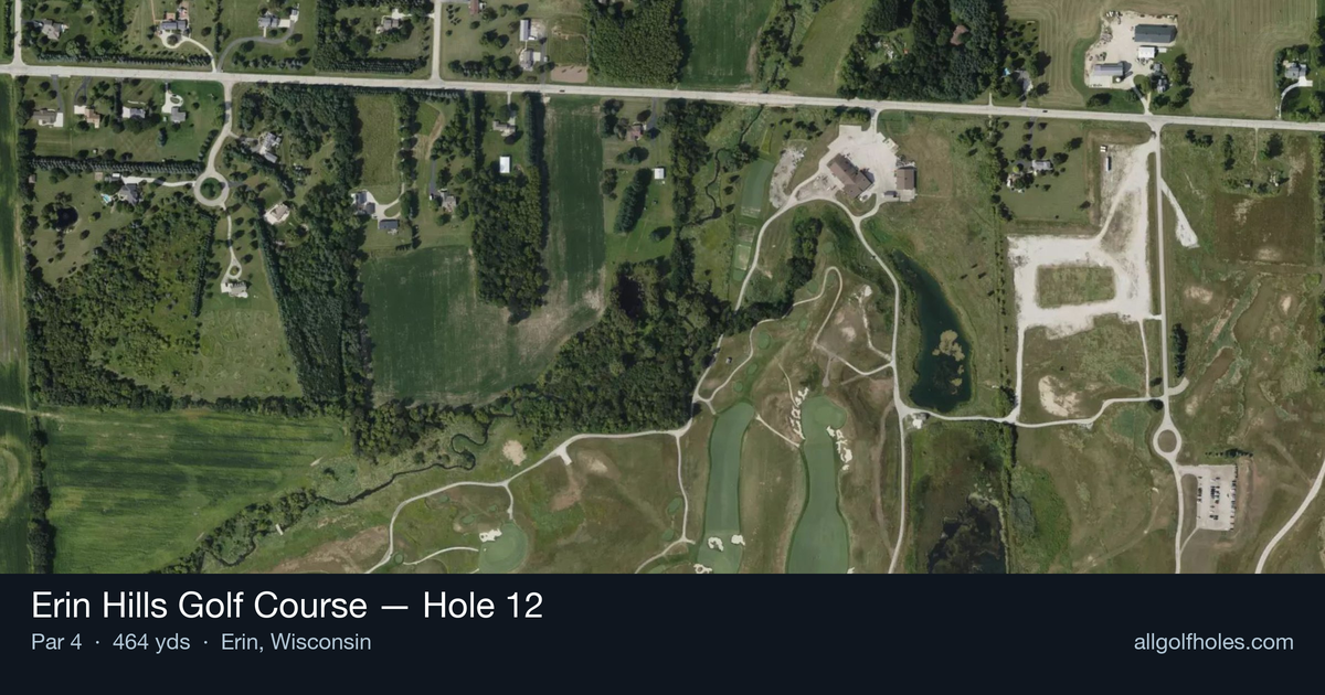 Hole 12 aerial at Erin Hills Golf Course