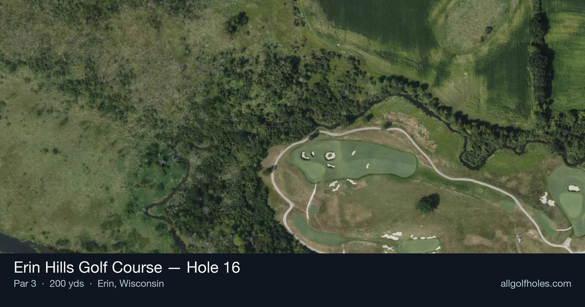 Hole 16 aerial at Erin Hills Golf Course