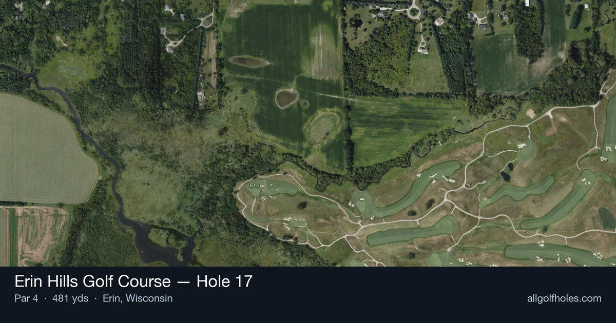 Hole 17 aerial at Erin Hills Golf Course