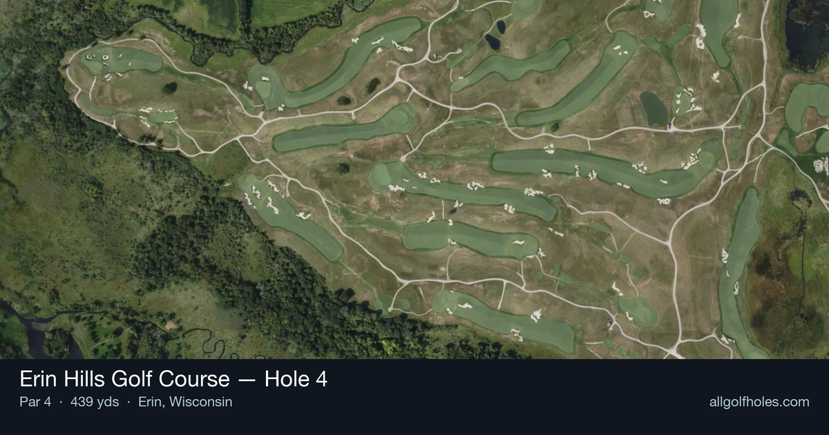 Hole 4 aerial at Erin Hills Golf Course