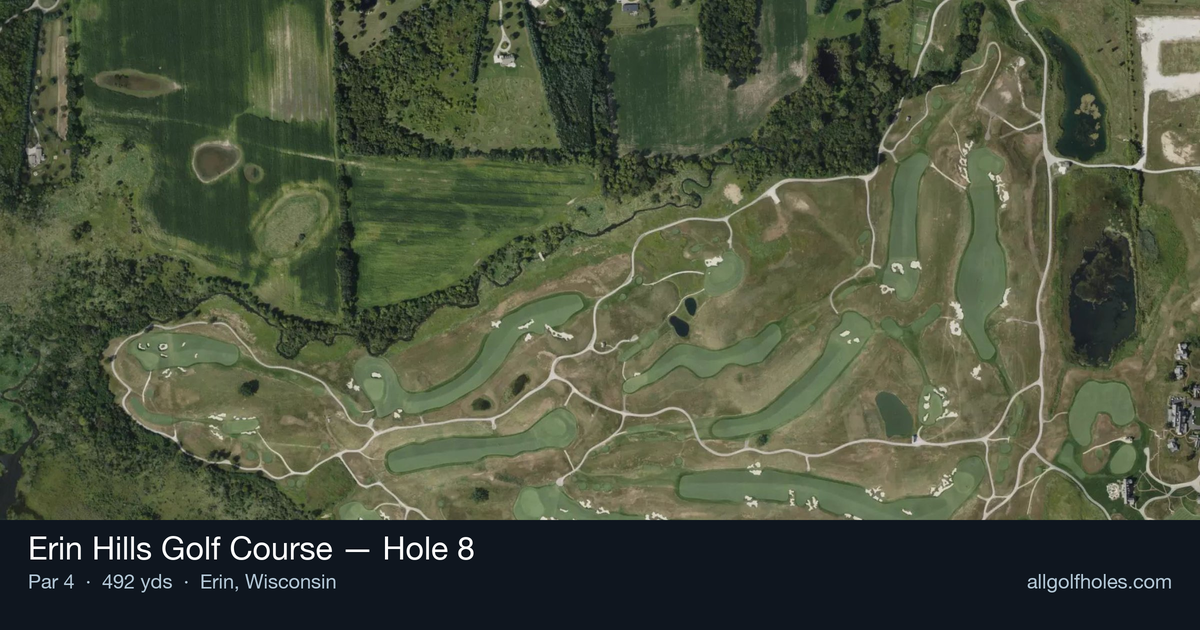 Hole 8 aerial at Erin Hills Golf Course
