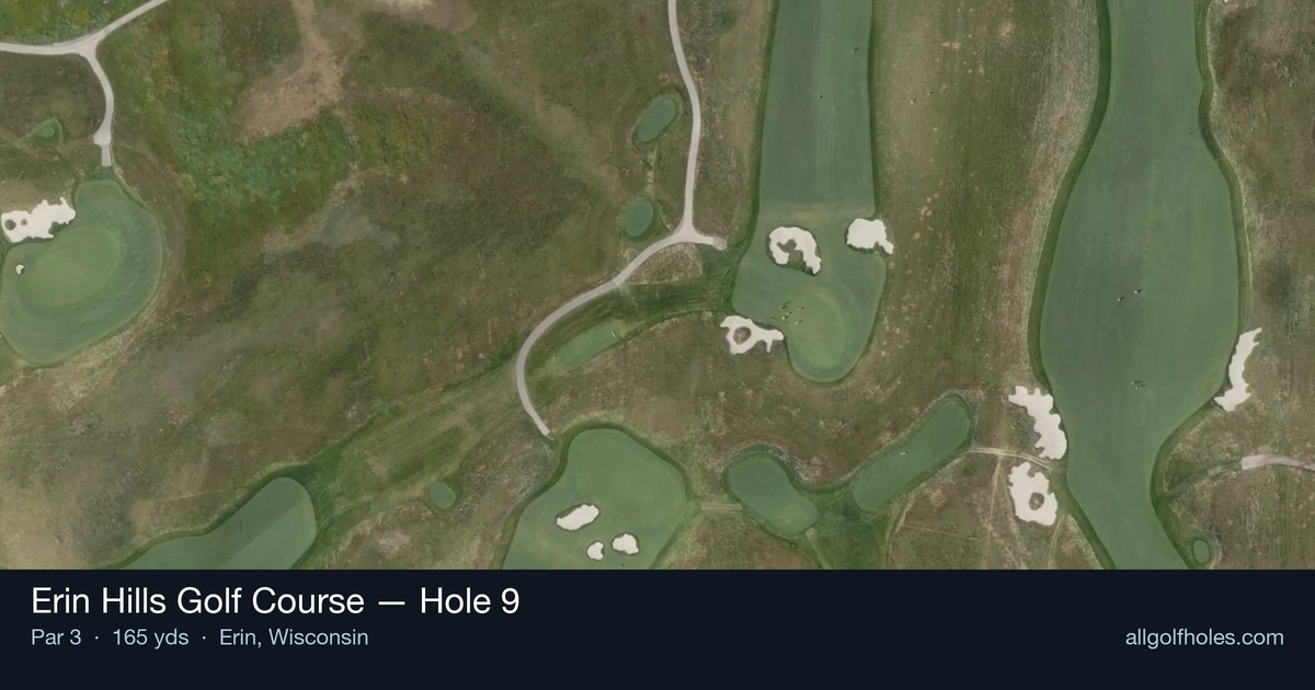 Hole 9 aerial at Erin Hills Golf Course