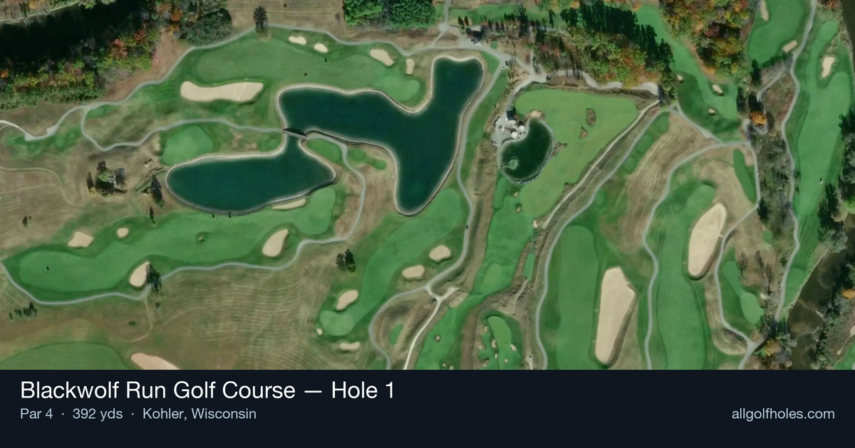 Hole 1 aerial at Blackwolf Run Golf Course