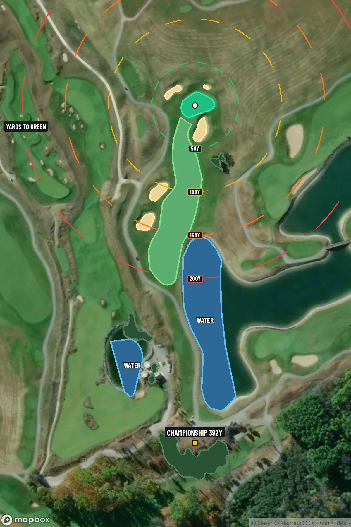 Hole 1 aerial at Blackwolf Run Golf Course