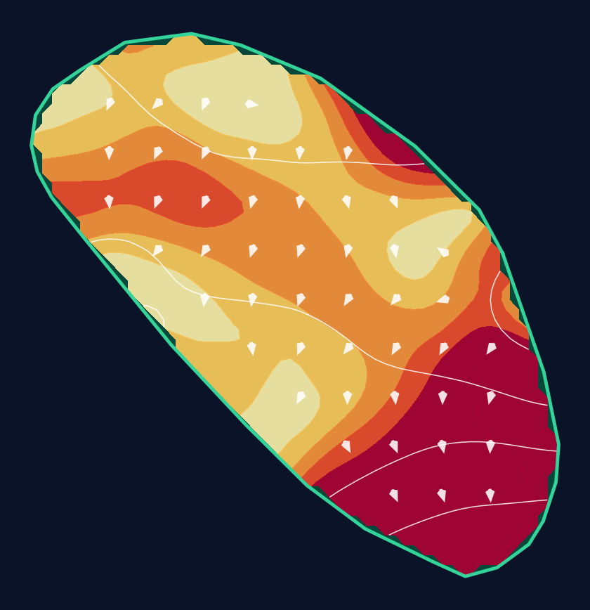 Hole 1 green slope contour at Whistling Straits
