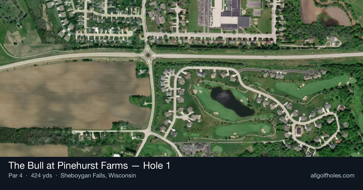 Hole 1 aerial at The Bull at Pinehurst Farms