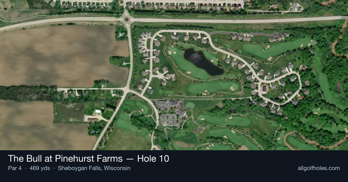 Hole 10 aerial at The Bull at Pinehurst Farms