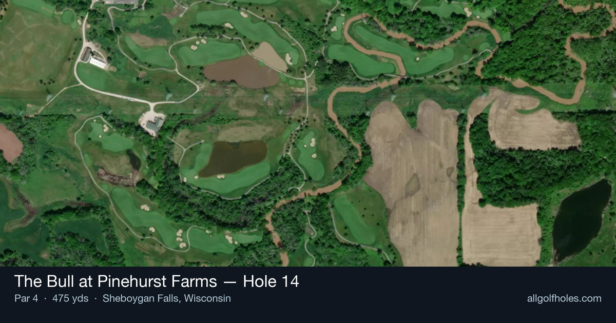 Hole 14 aerial at The Bull at Pinehurst Farms