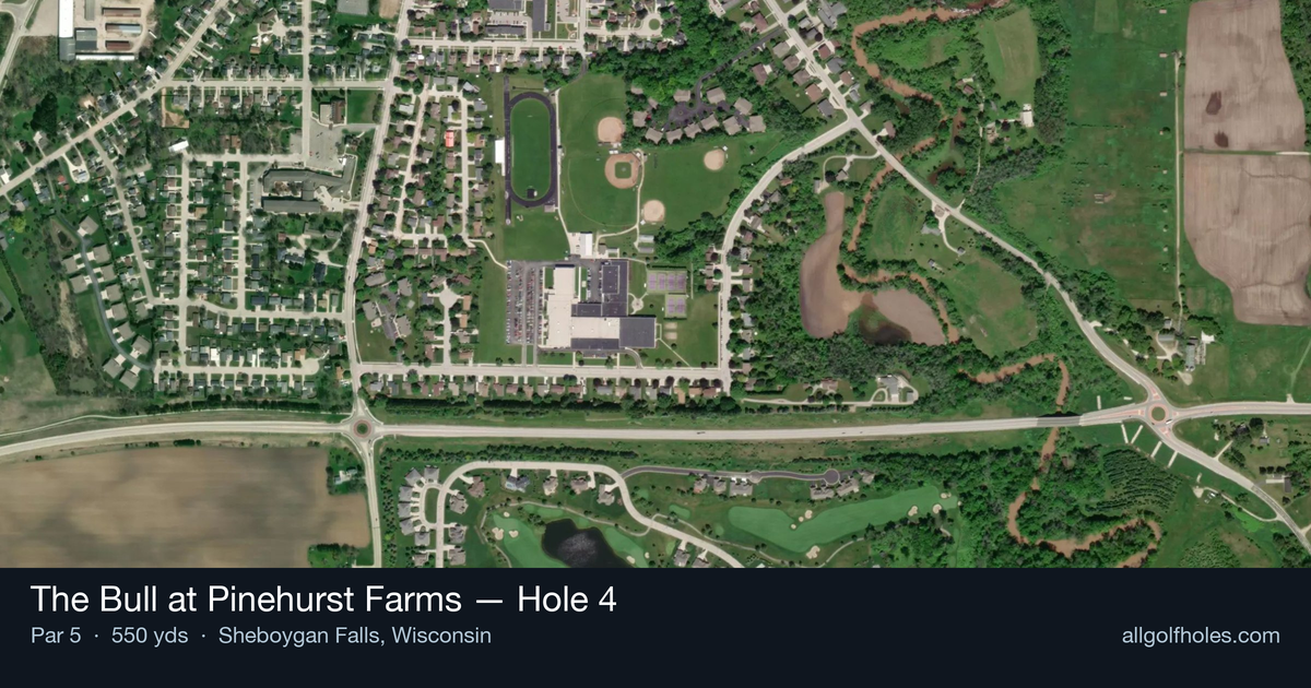 Hole 4 aerial at The Bull at Pinehurst Farms