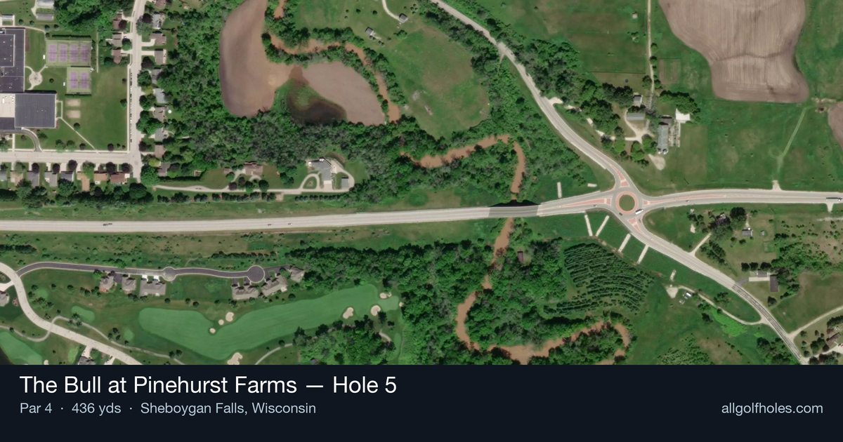 Hole 5 aerial at The Bull at Pinehurst Farms