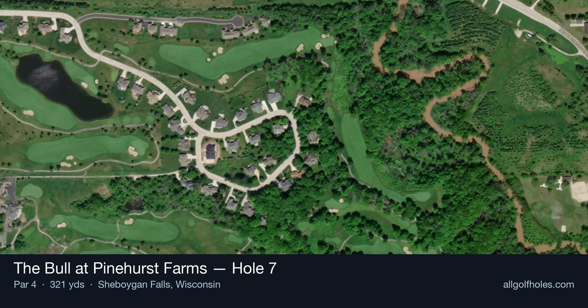Hole 7 aerial at The Bull at Pinehurst Farms