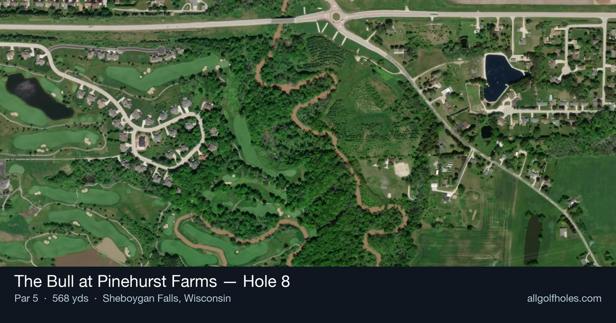 Hole 8 aerial at The Bull at Pinehurst Farms