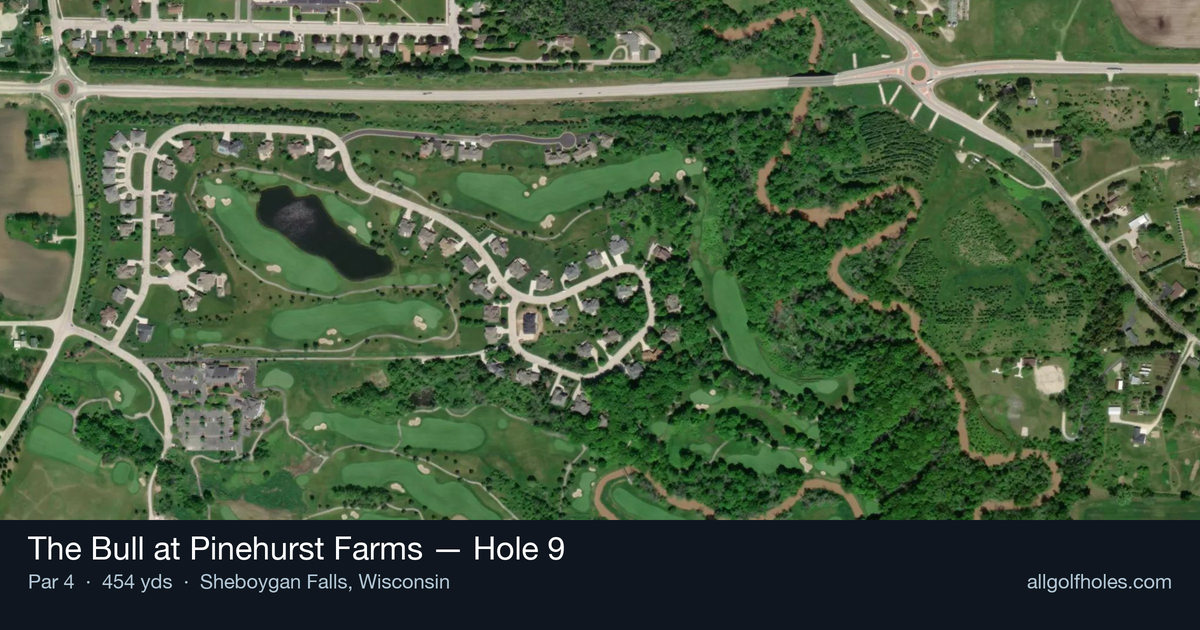 Hole 9 aerial at The Bull at Pinehurst Farms