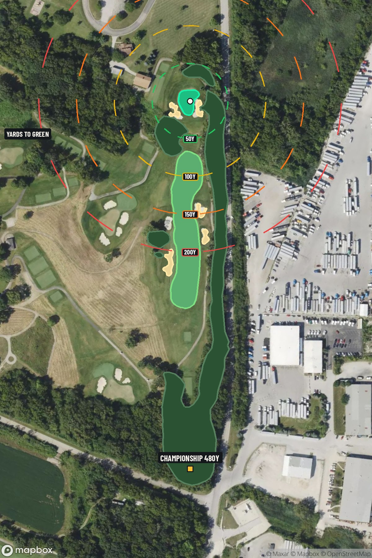 Hole 13 aerial at Cog Hill Golf & CC (Dubsdread)