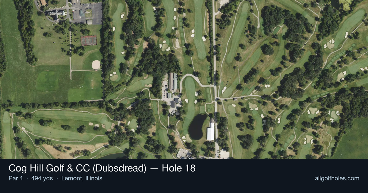 Hole 18 aerial at Cog Hill Golf & CC (Dubsdread)